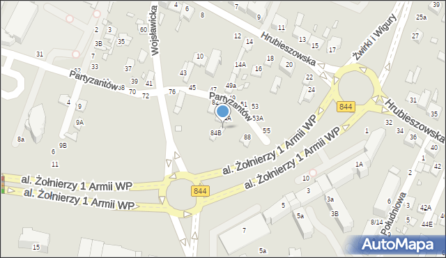 Chełm, Partyzantów, 84C, mapa Chełma