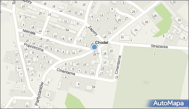 Chodel, Partyzantów, 14, mapa Chodel