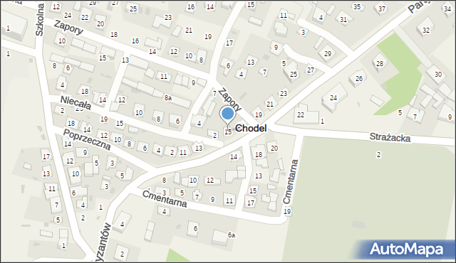 Chodel, Partyzantów, 15, mapa Chodel