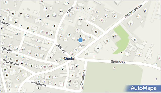 Chodel, Partyzantów, 23, mapa Chodel