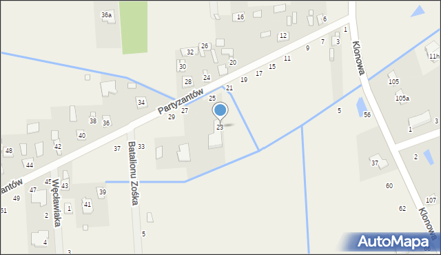 Chojnów, Partyzantów, 23, mapa Chojnów