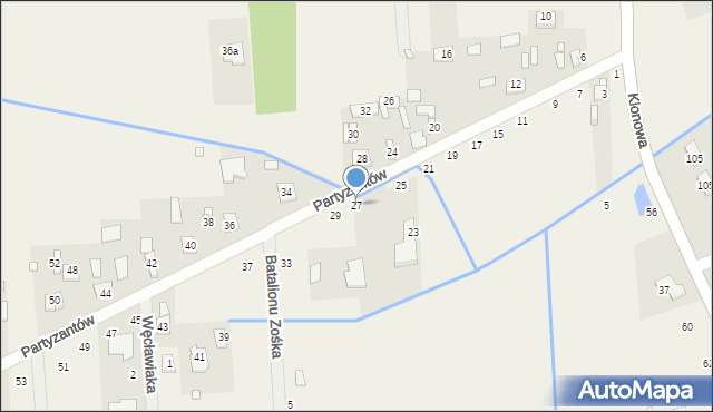 Chojnów, Partyzantów, 27, mapa Chojnów