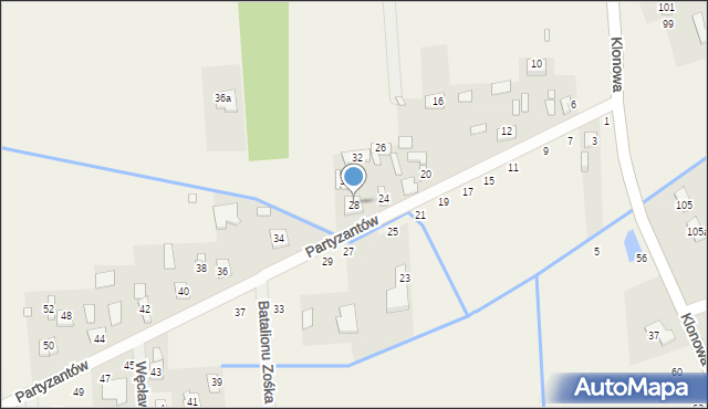 Chojnów, Partyzantów, 28, mapa Chojnów