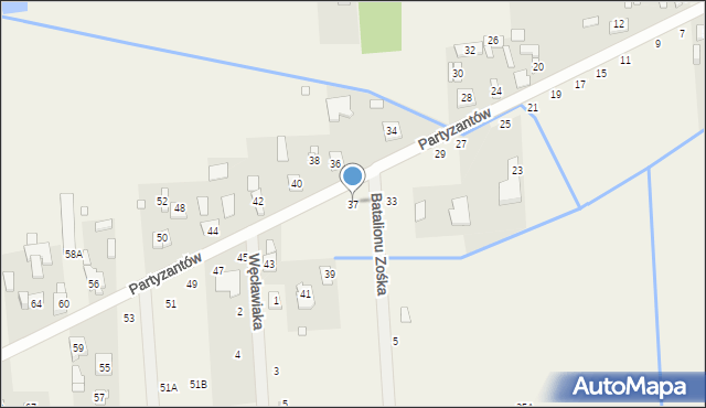 Chojnów, Partyzantów, 37, mapa Chojnów