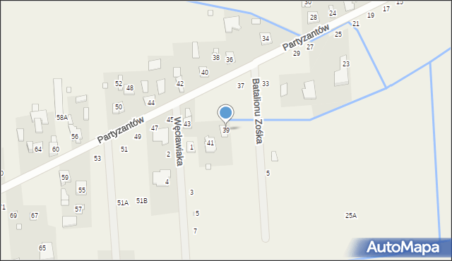 Chojnów, Partyzantów, 39, mapa Chojnów