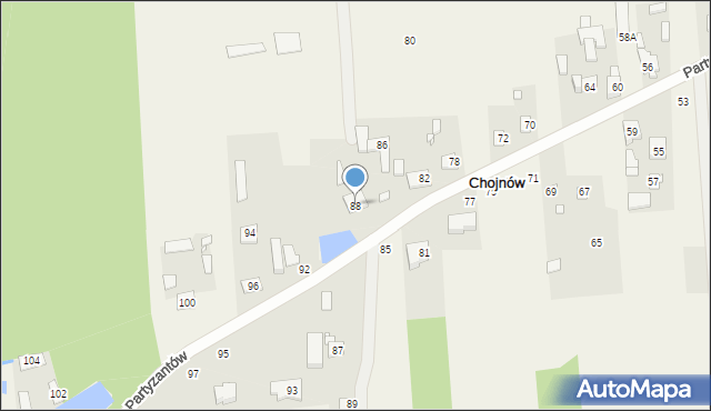 Chojnów, Partyzantów, 88, mapa Chojnów