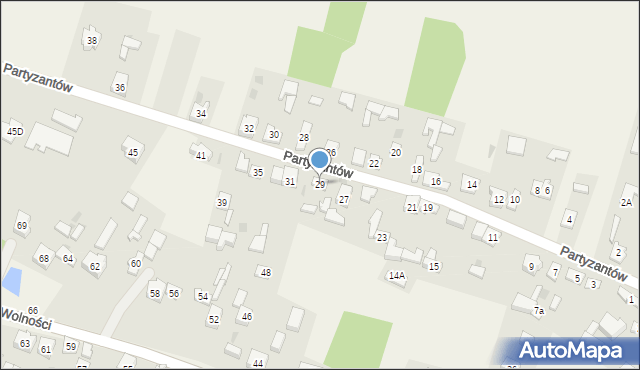 Choroń, Partyzantów, 29, mapa Choroń