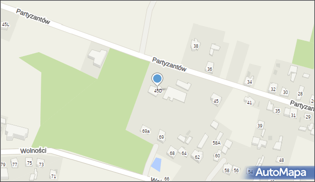 Choroń, Partyzantów, 45D, mapa Choroń