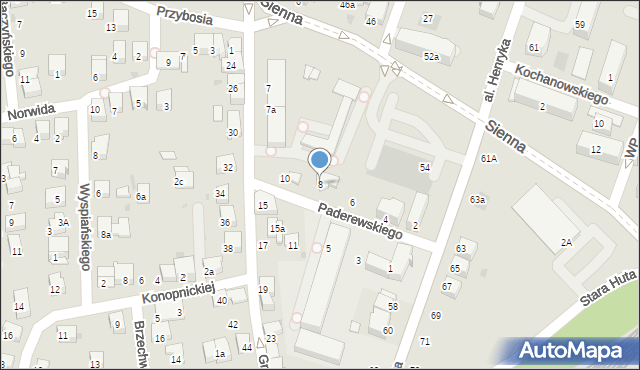 Chrzanów, Paderewskiego Ignacego Jana, 8, mapa Chrzanów