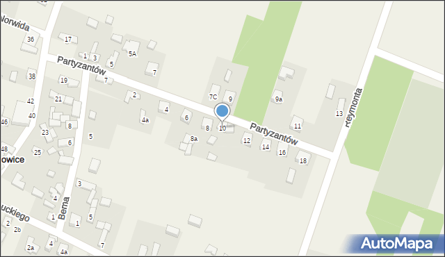 Chrzanowice, Partyzantów, 10, mapa Chrzanowice