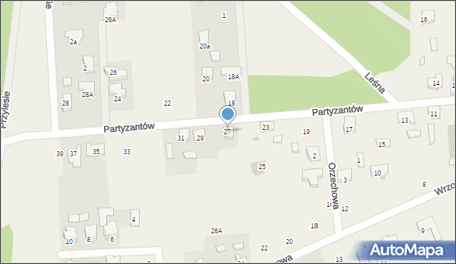 Chwalęcice, Partyzantów, 27, mapa Chwalęcice