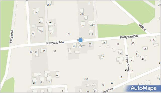 Chwalęcice, Partyzantów, 29, mapa Chwalęcice