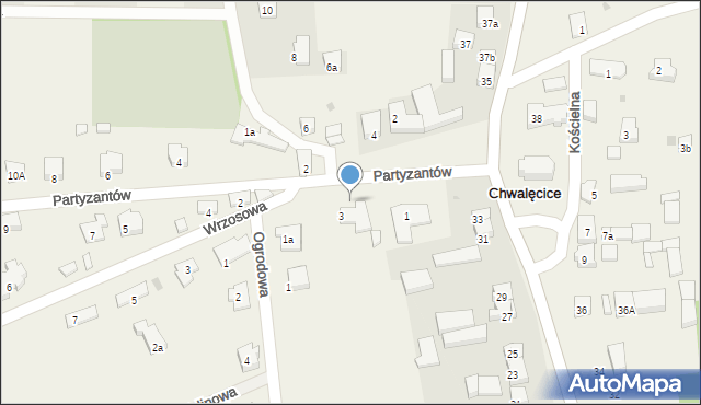 Chwalęcice, Partyzantów, 3a, mapa Chwalęcice