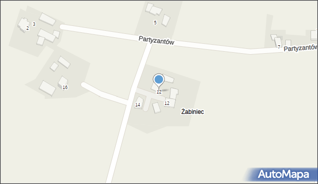 Chybie, Partyzantów, 12, mapa Chybie