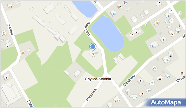 Chylice-Kolonia, Parkowa, 9, mapa Chylice-Kolonia