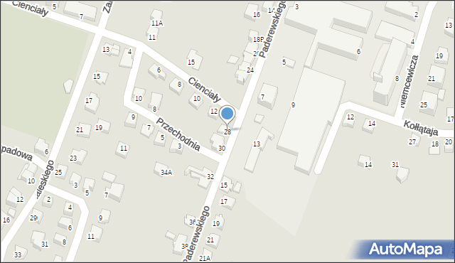 Cieszyn, Paderewskiego Ignacego Jana, 28, mapa Cieszyna