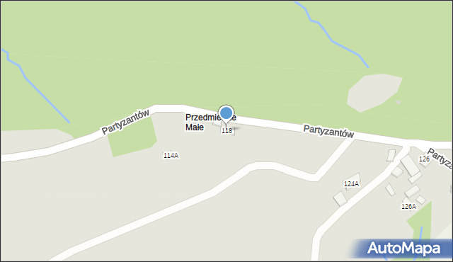 Ciężkowice, Partyzantów, 118, mapa Ciężkowice