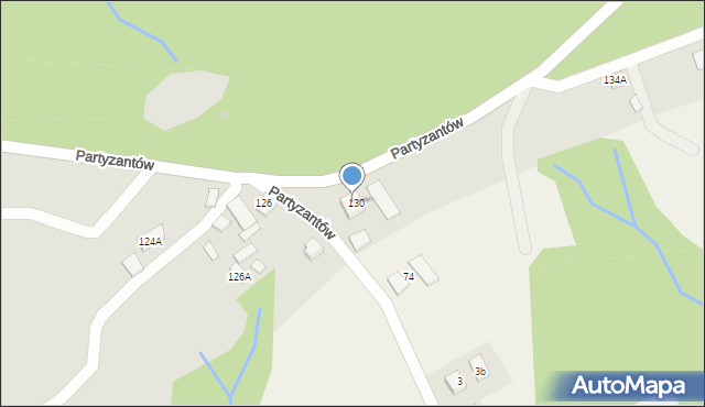 Ciężkowice, Partyzantów, 130a, mapa Ciężkowice