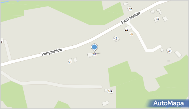 Ciężkowice, Partyzantów, 64, mapa Ciężkowice