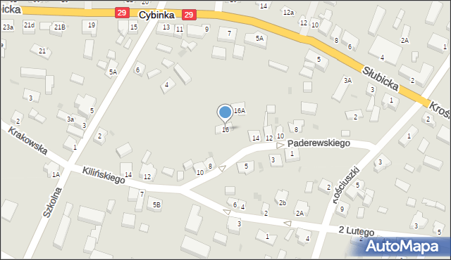 Cybinka, Paderewskiego Ignacego Jana, 16, mapa Cybinka