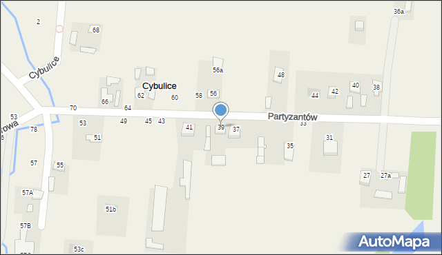 Cybulice, Partyzantów, 39, mapa Cybulice