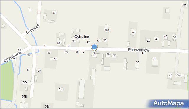 Cybulice, Partyzantów, 41, mapa Cybulice