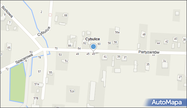 Cybulice, Partyzantów, 43, mapa Cybulice