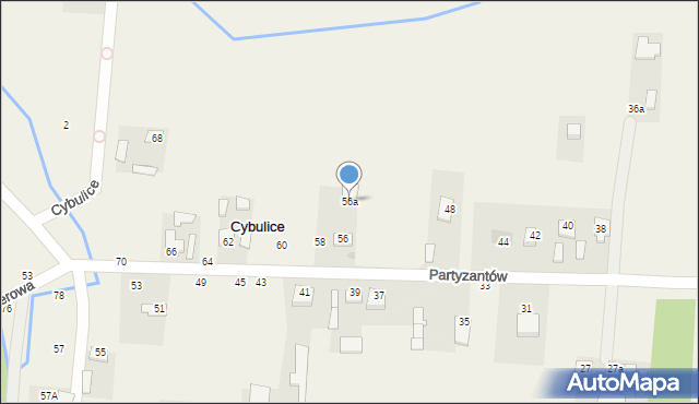 Cybulice, Partyzantów, 56a, mapa Cybulice