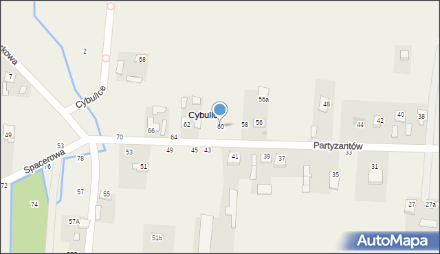 Cybulice, Partyzantów, 60, mapa Cybulice