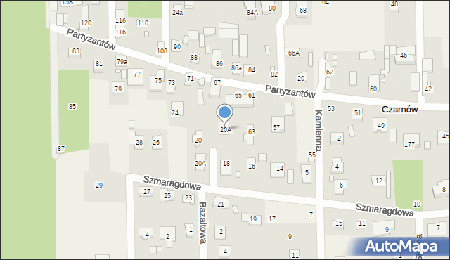 Czarnów, Partyzantów, 20A, mapa Czarnów