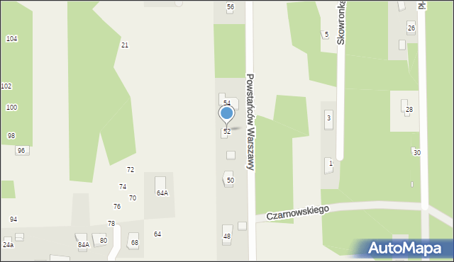 Czarnów, Partyzantów, 52, mapa Czarnów