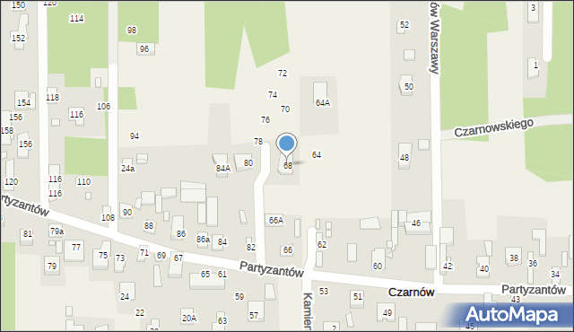 Czarnów, Partyzantów, 68, mapa Czarnów