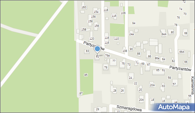 Czarnów, Partyzantów, 81, mapa Czarnów