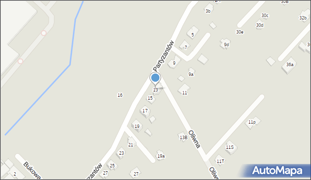 Czechowice-Dziedzice, Partyzantów, 13, mapa Czechowic-Dziedzic