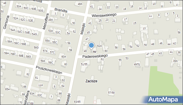 Częstochowa, Paderewskiego Ignacego Jana, 64A, mapa Częstochowy