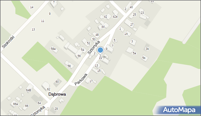 Dąbrowa, Parkowa, 11, mapa Dąbrowa