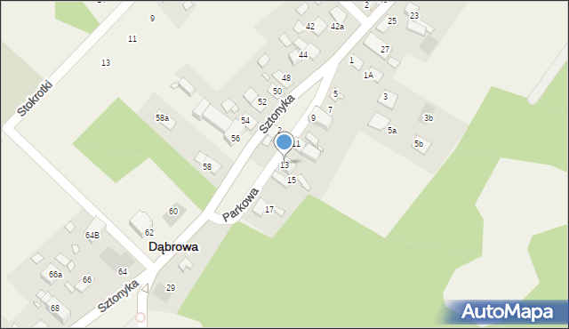 Dąbrowa, Parkowa, 13, mapa Dąbrowa