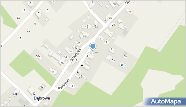 Dąbrowa, Parkowa, 7, mapa Dąbrowa