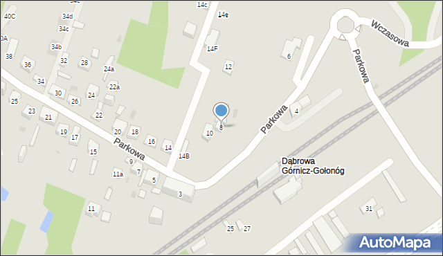 Dąbrowa Górnicza, Parkowa, 8, mapa Dąbrowa Górnicza