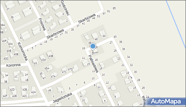 Dąbrówka, Palisadowa, 20, mapa Dąbrówka