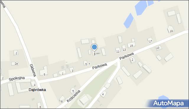 Dąbrówka, Parkowa, 9, mapa Dąbrówka