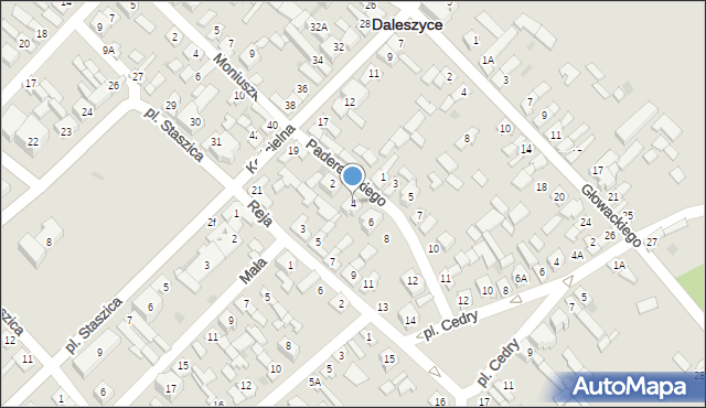Daleszyce, Paderewskiego Ignacego Jana, 4, mapa Daleszyce