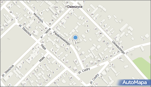 Daleszyce, Paderewskiego Ignacego Jana, 5, mapa Daleszyce