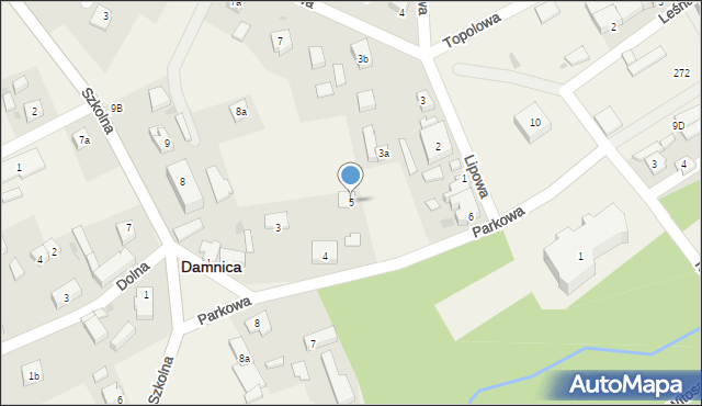 Damnica, Parkowa, 5, mapa Damnica