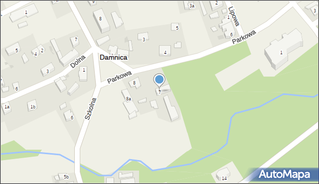 Damnica, Parkowa, 7, mapa Damnica