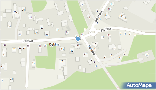 Dębina, Pańska, 19, mapa Dębina