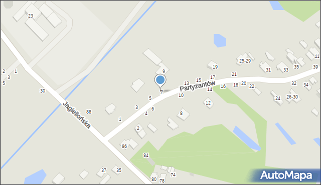 Dęblin, Partyzantów, 7, mapa Dęblin