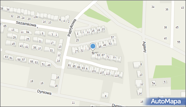 Dębogórze, Paprykowa, 59, mapa Dębogórze