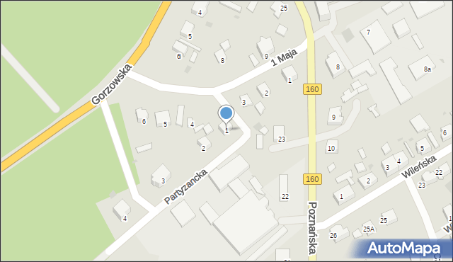 Dobiegniew, Partyzancka, 1, mapa Dobiegniew