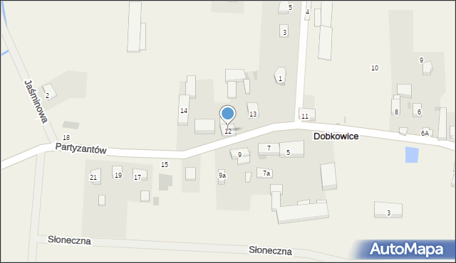 Dobkowice, Partyzantów, 12, mapa Dobkowice